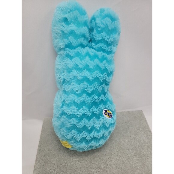 Peeps 10" Marshmallow Bunny Rabbit Blue Chevron Plush Stuffed Striped Fur 2016 - Picture 6 of 12